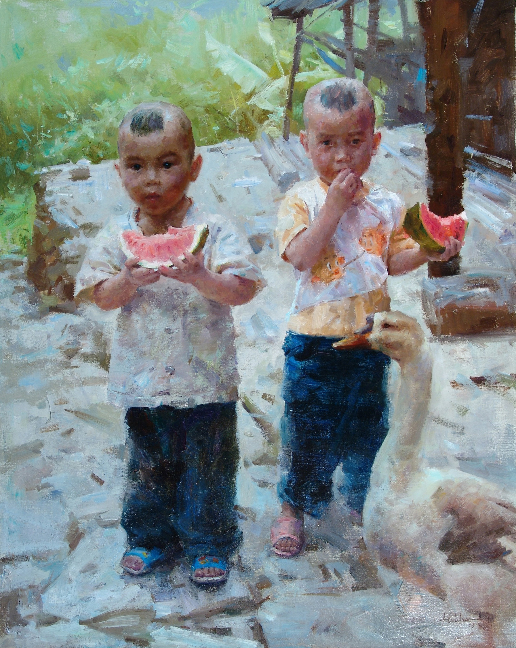 Huihan Liu (1952- ) Watermelon, 2008 oil on canvas 30 1/4 x 24