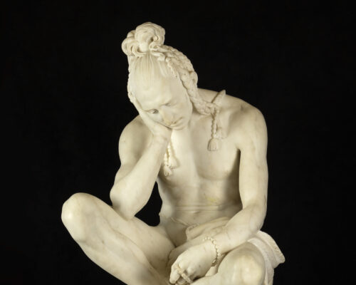 Theodore-Charles Gruyere (1813-1885) Seated Indian, 1845 Marble