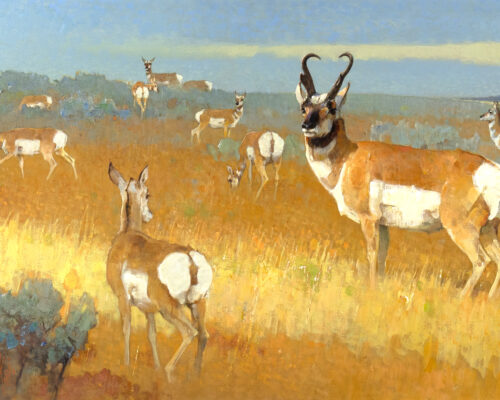 Bob Kuhn (1920-2007) Where The Deer And The Antelope Play, 1996 Acrylic On Board