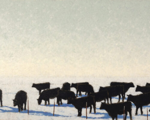 Jared Sanders (1970- ) Winter Shadows Oil On Canvas 40 X 90