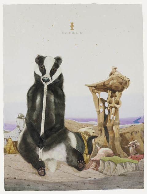 Scott Kelley (1963- ) Badger - The Ah-Shi-Sle-Pah Orchestra watercolor, gouache & graphite on paper 40 x 30