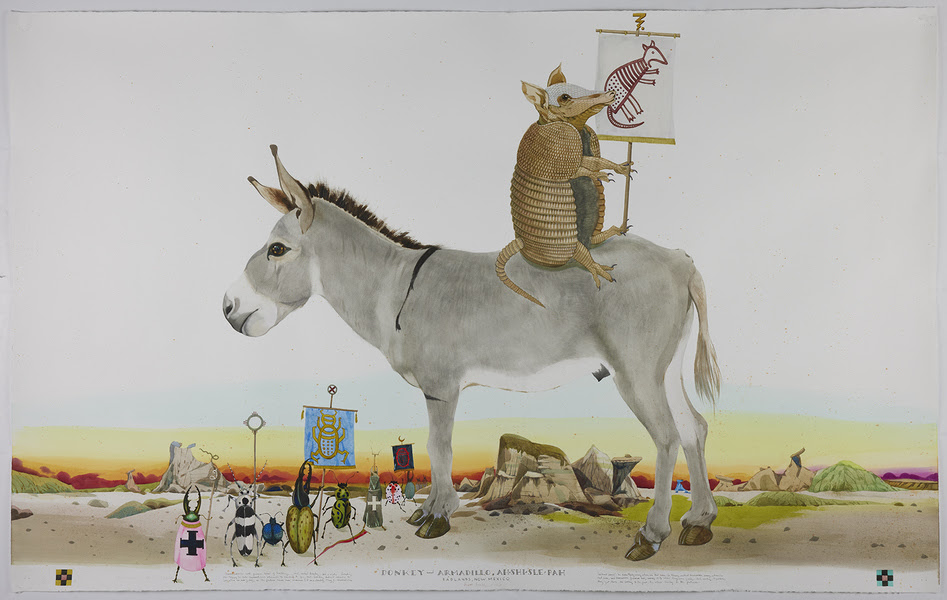 Scott Kelley (1963- ) Donkey and Armadillo - Ah-Shi-Sle-Pah watercolor, gouache & graphite on paper 55 x 88