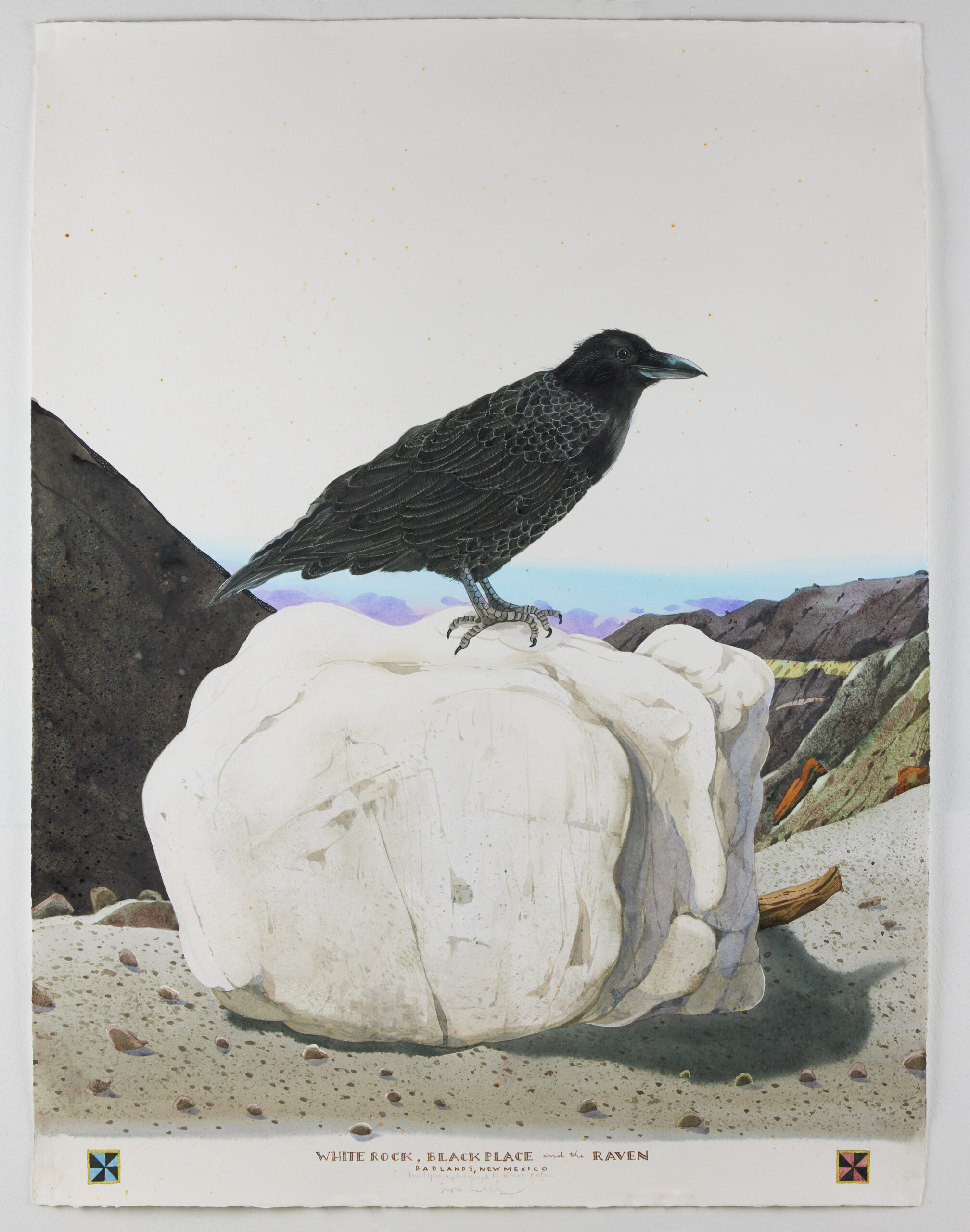 Scott Kelley (1963- ) White Rock, Black Place and the Raven watercolor, gouache & graphite on paper 39 1/2 x 29 1/2