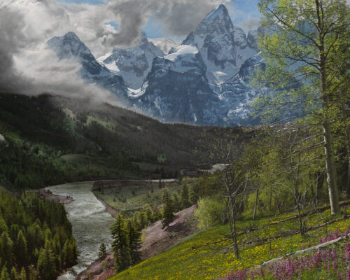 Phil Philbeck (1968- ) Springtime In The Tetons, 2012 Oil On Canvas